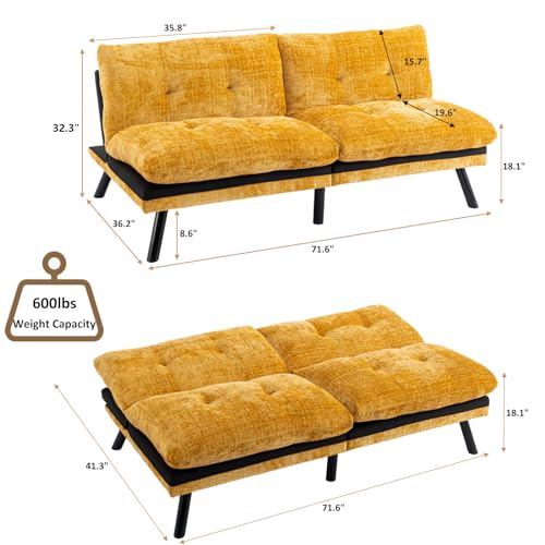 Anwick Convertible Futon Sofa Bed - Yellow