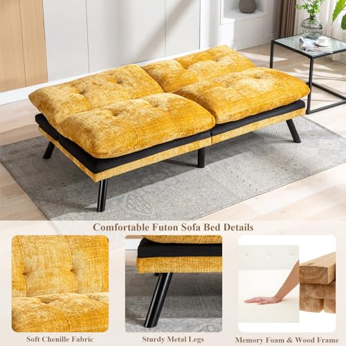 Anwick Convertible Futon Sofa Bed - Yellow