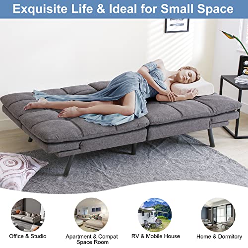 Dark Grey Memory Foam Convertible Sofa Bed