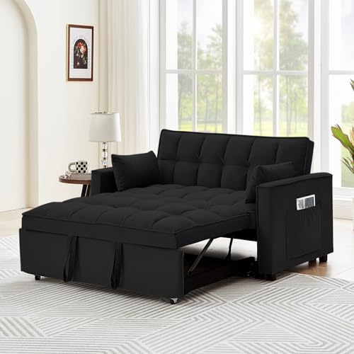 Modern Velvet Convertible Sofa Bed with Pillows