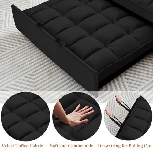 Modern Velvet Convertible Sofa Bed with Pillows