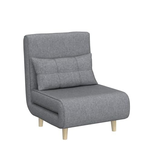 Dark Grey Convertible Sofa Bed Chair with Pillow