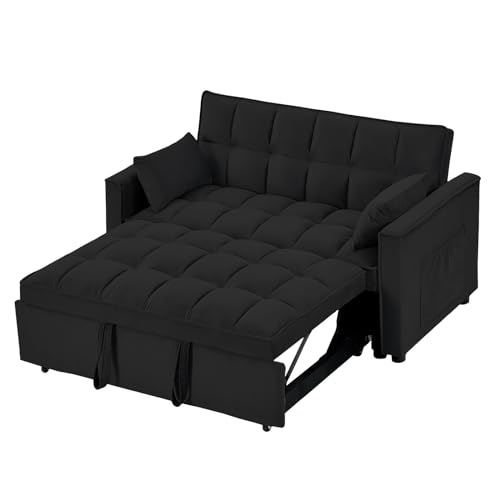Modern Velvet Convertible Sofa Bed with Pillows