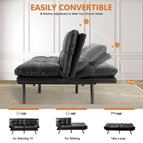 Modern Black Sofa Bed for Small Spaces