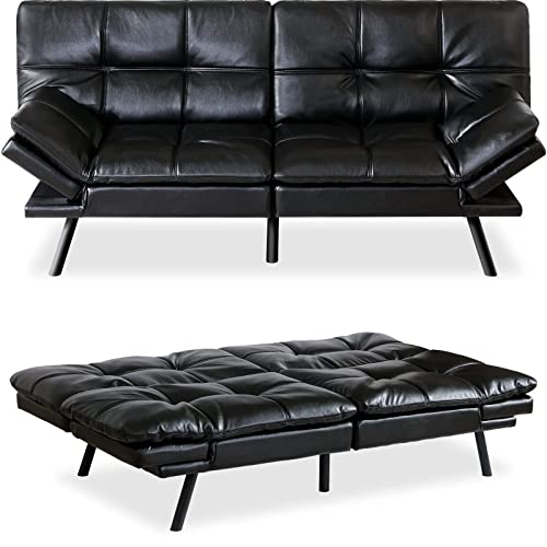 Convertible Futon Sofa Bed with Adjustable Armrests
