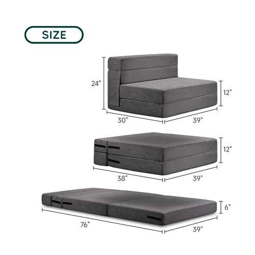 Z-hom Convertible Memory Foam Sofa Bed - Dark Grey