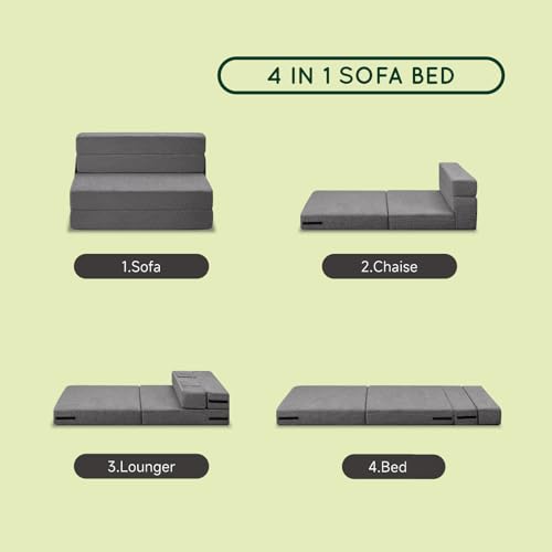 Z-hom Convertible Memory Foam Sofa Bed - Dark Grey