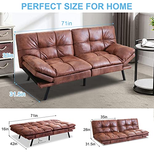 Modern compact memory foam futon sofa in brown color