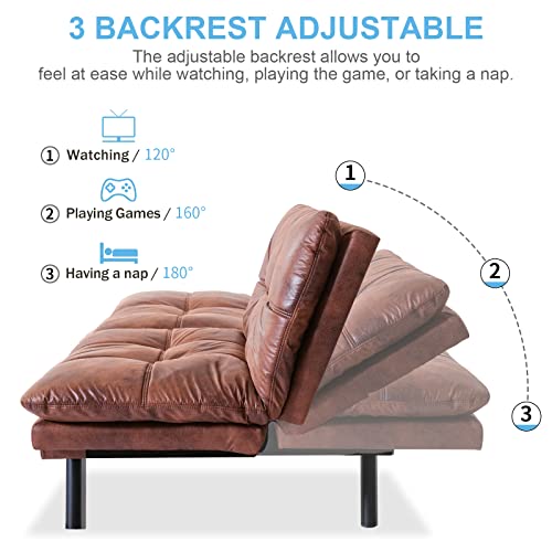 Modern compact memory foam futon sofa in brown color