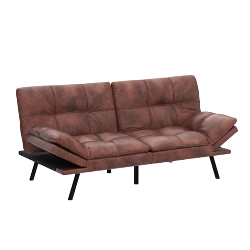 Modern compact memory foam futon sofa in brown color