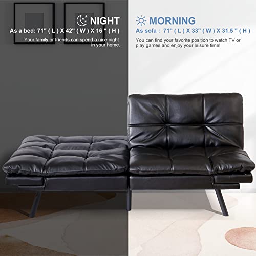 Convertible Futon Sofa Bed with Adjustable Armrests