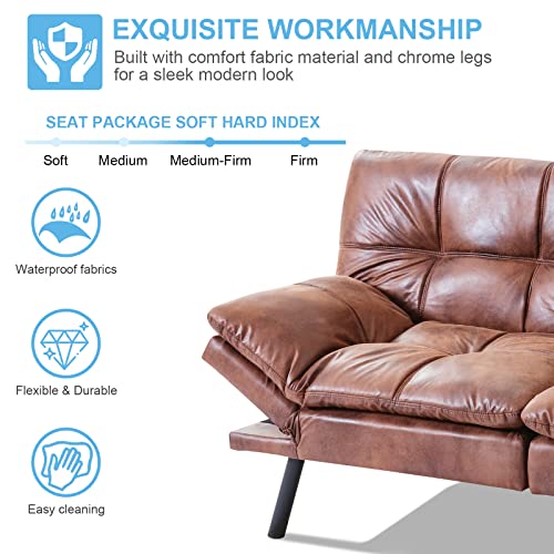 Modern compact memory foam futon sofa in brown color