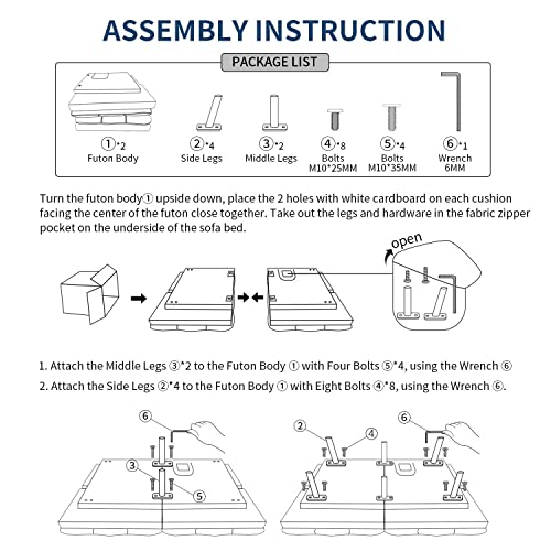 Convertible Futon Sofa Bed with Adjustable Armrests