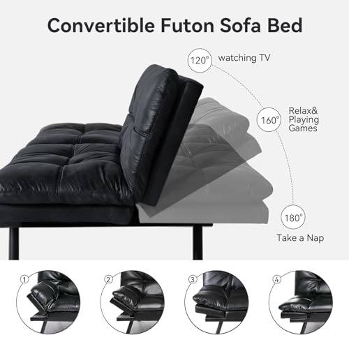Light Black Convertible Memory Foam Sofa Bed