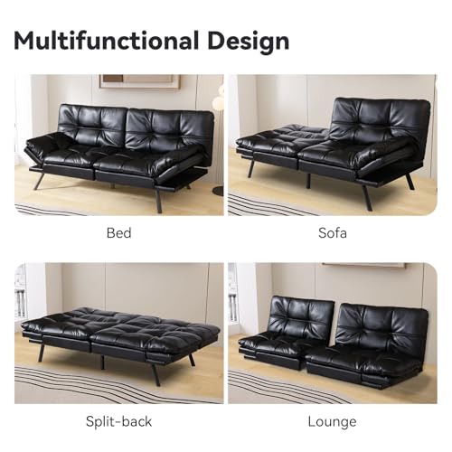 Light Black Convertible Memory Foam Sofa Bed