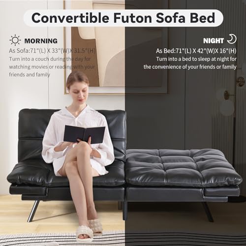 Light Black Convertible Memory Foam Sofa Bed