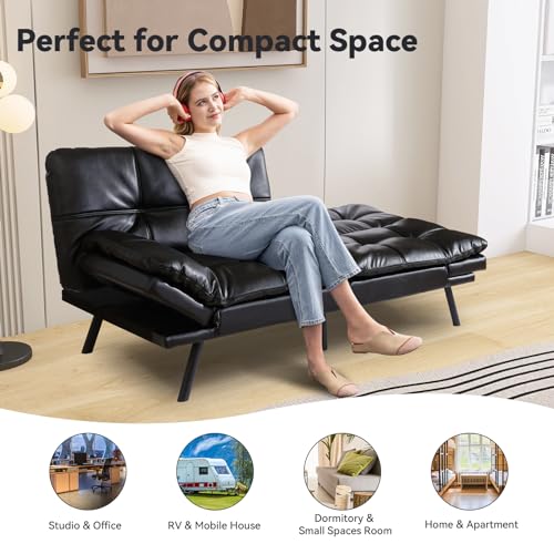 Light Black Convertible Memory Foam Sofa Bed