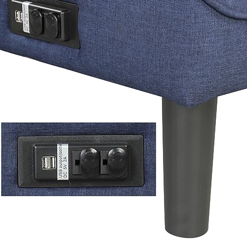 Blue 3-in-1 Convertible Futon Sofa Bed Set