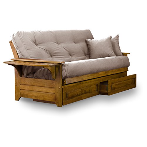Queen Brentwood Tray Arm Futon Frame and Mattress