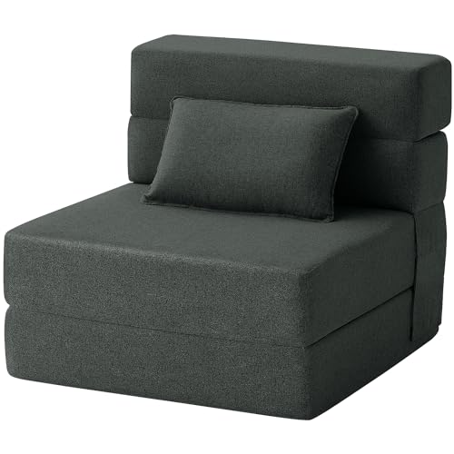 Folding Sofa Bed with Pillow – Dark Gray