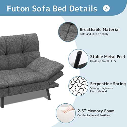 Wood-It Memory Foam Convertible Sofa Bed - Dark Gray