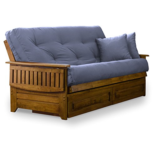 Brentwood Full Size Wood Futon Frame with Drawers