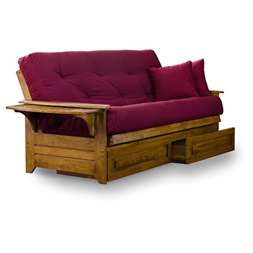 Brentwood Full Size Wood Futon Frame with Drawers