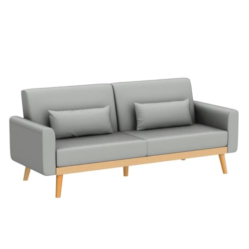 Grey Velvet Futon Sofa Bed with 2 Pillows