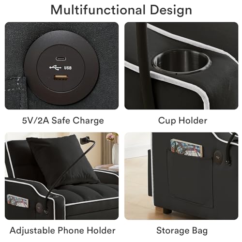 Velvet 3-in-1 Convertible Sleeper Sofa Bed