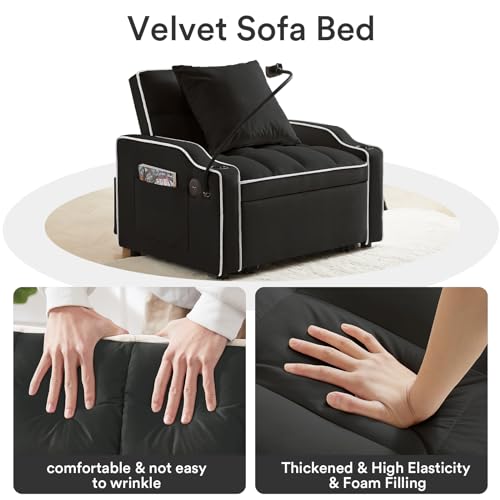 Velvet 3-in-1 Convertible Sleeper Sofa Bed