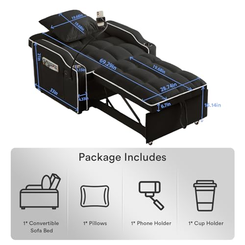 Velvet 3-in-1 Convertible Sleeper Sofa Bed