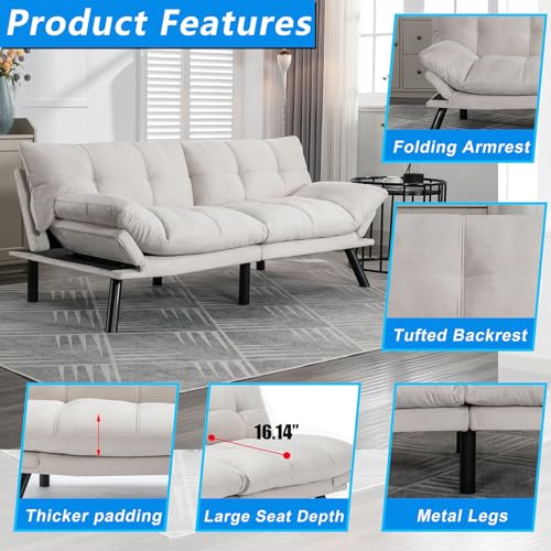 71" Velvet Convertible Futon Sofa Bed