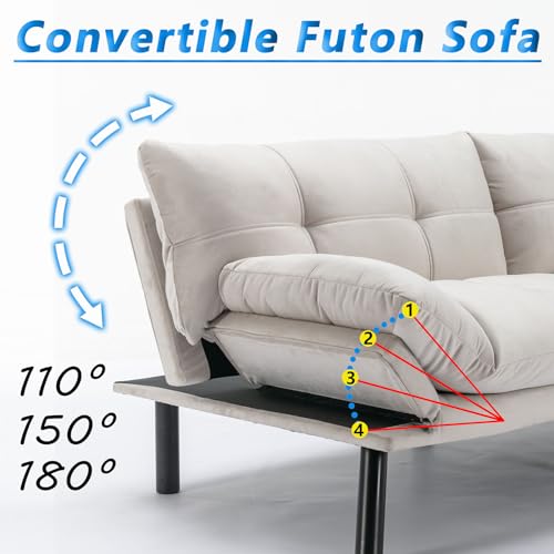 71" Velvet Convertible Futon Sofa Bed