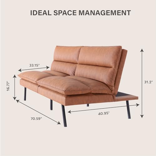 Memory Foam Convertible Futon Sofa Bed - Brown
