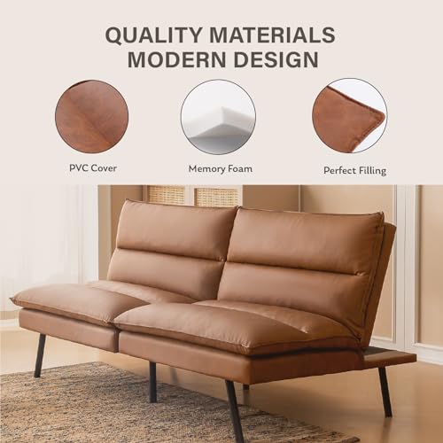 Memory Foam Convertible Futon Sofa Bed - Brown