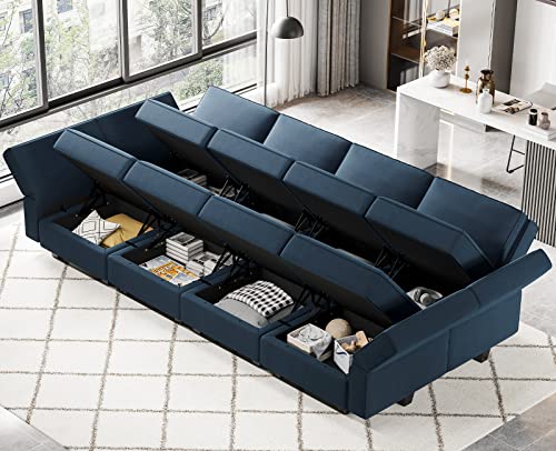 Belffin Blue Modular Sectional Sofa with Storage