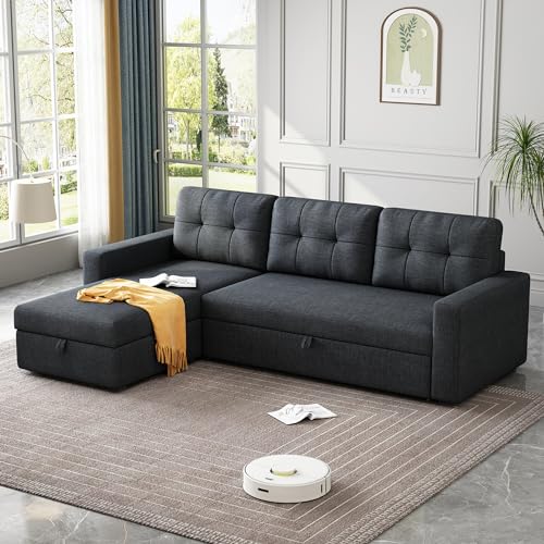 ACQCA L-Shape Sectional Sleeper Sofa with Storage Chaise