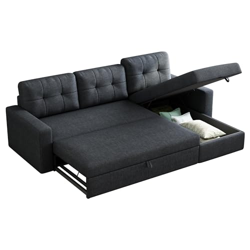 ACQCA L-Shape Sectional Sleeper Sofa with Storage Chaise