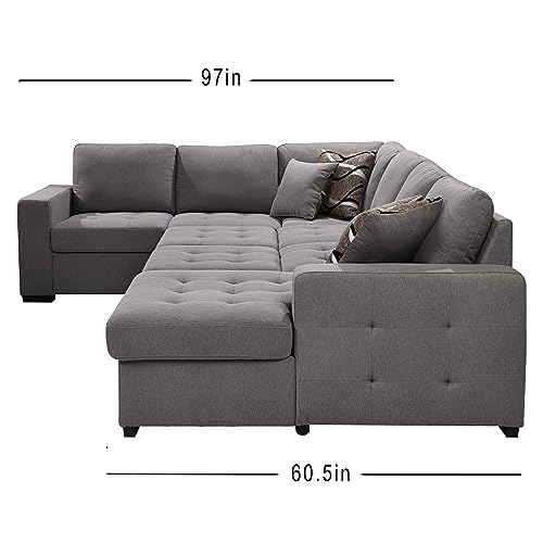 U-Shaped Sleeper Sofa Bed with Storage Chaise