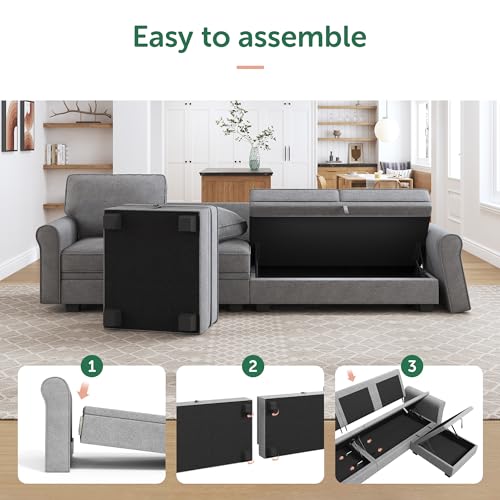 HONBAY Convertible Sectional Sofa Set with Storage Seat