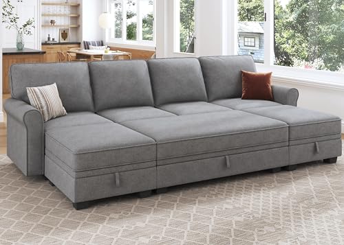 HONBAY Convertible Sectional Sofa Set with Storage Seat