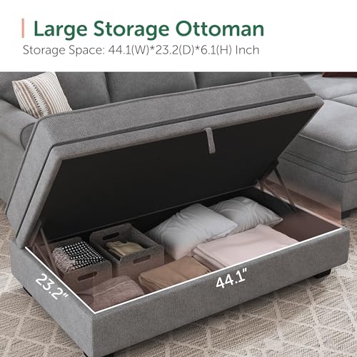HONBAY Convertible Sectional Sofa Set with Storage Seat