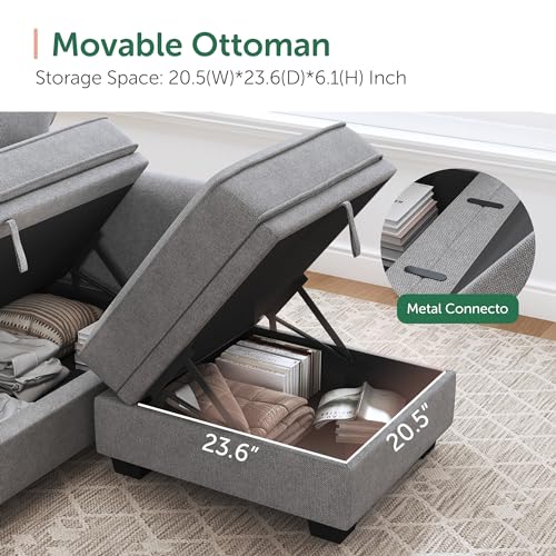 HONBAY Convertible Sectional Sofa Set with Storage Seat