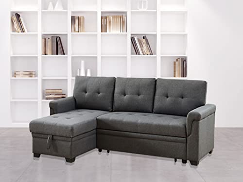 L-Shape Convertible Sleeper Sectional Sofa - Dark Gray