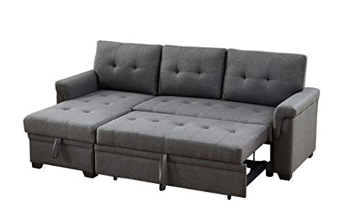 L-Shape Convertible Sleeper Sectional Sofa - Dark Gray