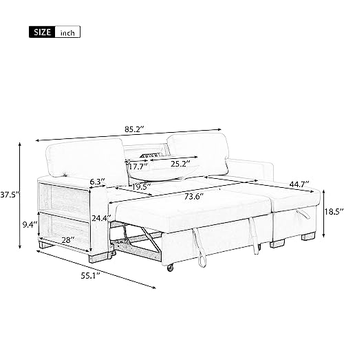 Convertible L-Shaped Sofa with Storage & USB Charging