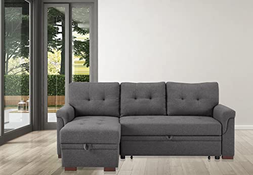 L-Shape Convertible Sleeper Sectional Sofa - Dark Gray