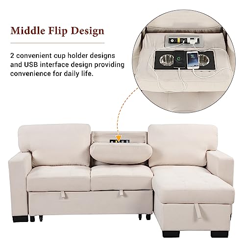 Convertible L-Shaped Sofa with Storage & USB Charging