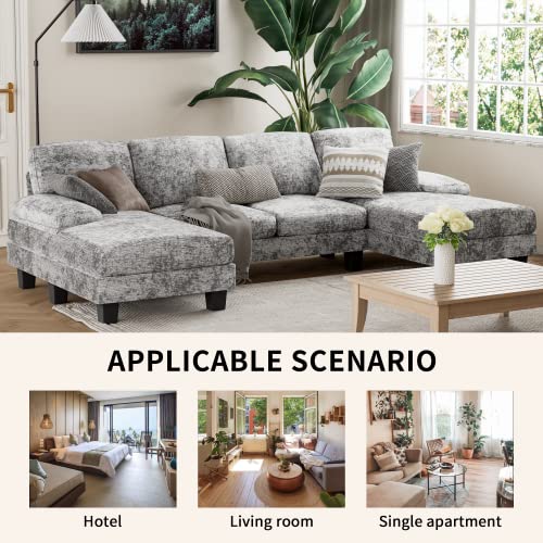 Flamaker U-Shaped Convertible Sectional Sofa - Grey