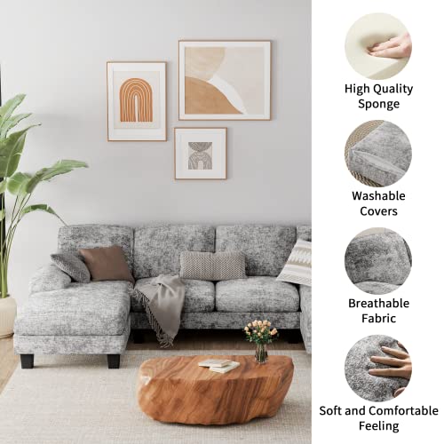 Flamaker U-Shaped Convertible Sectional Sofa - Grey